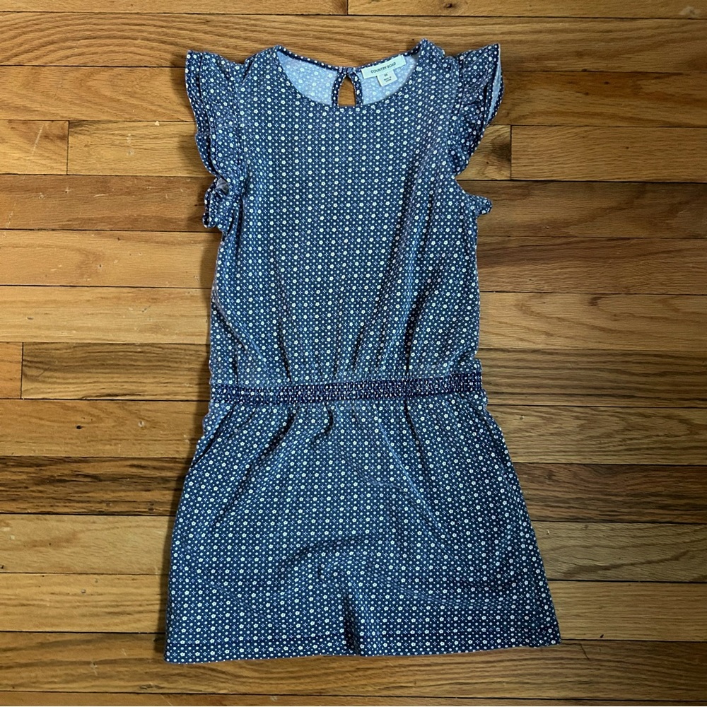 Country Road Girl’s Size 6 drop waist blue repeat pattern dress